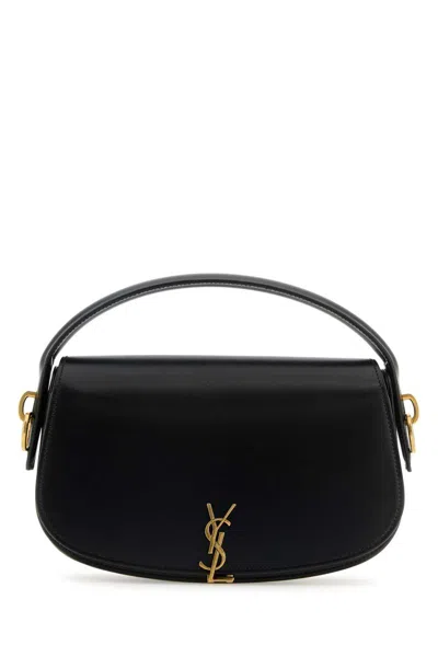 Saint Laurent Voltaire Logo Plaque Shoulder Bag In Black