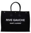 Saint Laurent Rive Gauche Canvas Tote Bag In Black