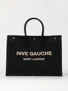 Saint Laurent Fabric Maxi Tote Bag With Embossed Logo In Black
