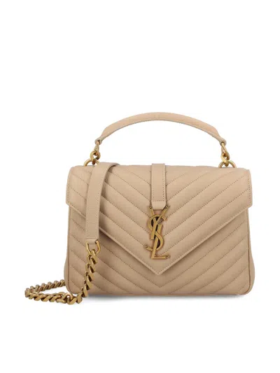 Saint Laurent College Medium Shoulder Bag In Neutrals
