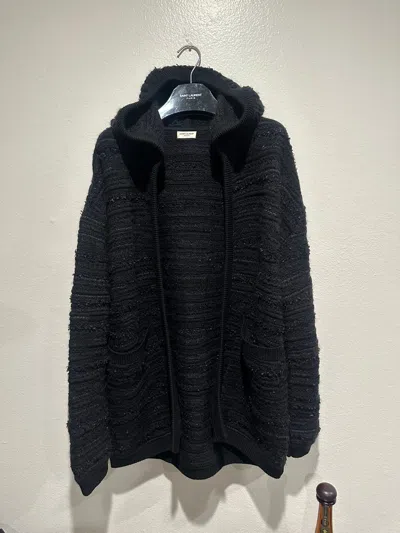 Pre-owned Saint Laurent Baja Knit Hoodie In Black