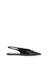 Saint Laurent Leather Slingback Ballet Flats With Pointed Toe In Black