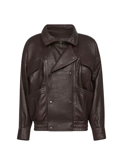 Saint Laurent Ballon Bomber Jacket  In Brown