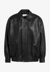 Saint Laurent Balloon Bomber Jacket In Lambskin In Black