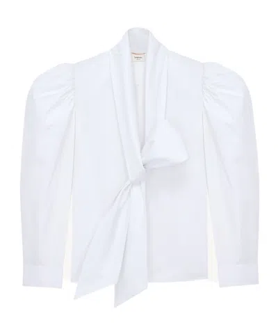 Saint Laurent Balloon-sleeve Blouse In Cotton Poplin In White