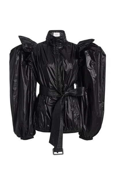 Saint Laurent Balloon-sleeve Nylon Windbreaker In Black