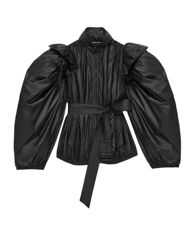Saint Laurent Balloon-sleeve Windbreaker In Nylon In Black