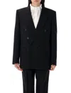 Saint Laurent Cassandre Wool Gabardine Blazer In Black