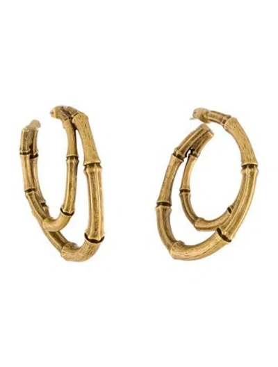 Pre-owned Saint Laurent Bamboo Double Hoop Earrings In Multi
