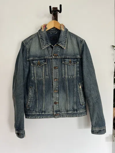 Pre-owned Saint Laurent Bandanna Collar Denim Jacket In Blue