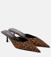 Saint Laurent Barbara 55 Animal-print Grosgrain Mules In Manto Naturale