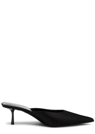 Saint Laurent Barbara 55 Satin Mules In Black