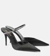 Saint Laurent Barbara Crystal-embellished Satin Mule Pumps In Black