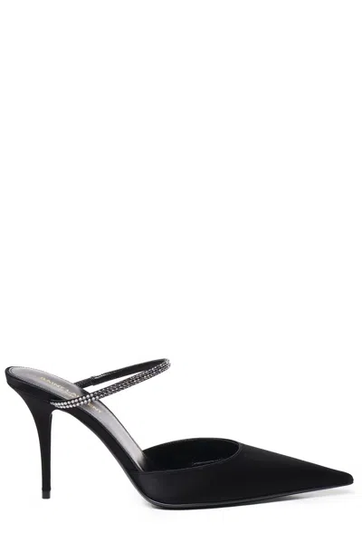 Saint Laurent Barbara Embellished Pointed Toe Pumps In Black