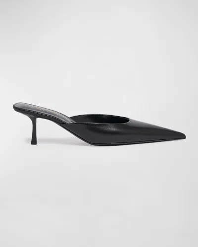 Saint Laurent Barbara Leather Mule Pumps In Black