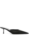 Saint Laurent Barbara Pantoletten Aus Satin In Schwarz