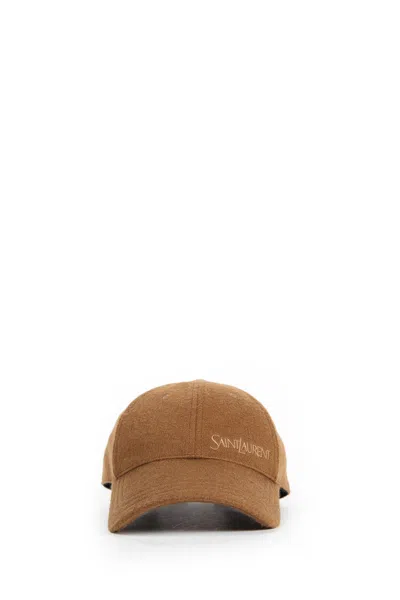 Saint Laurent Baseball Cap In Cashmere In Sand