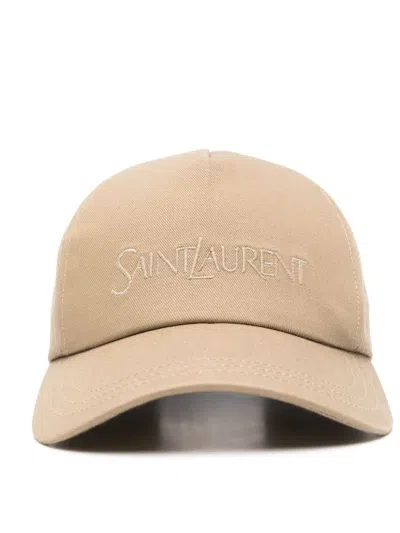 Saint Laurent Baseball Cap With Embroidered Logo In White