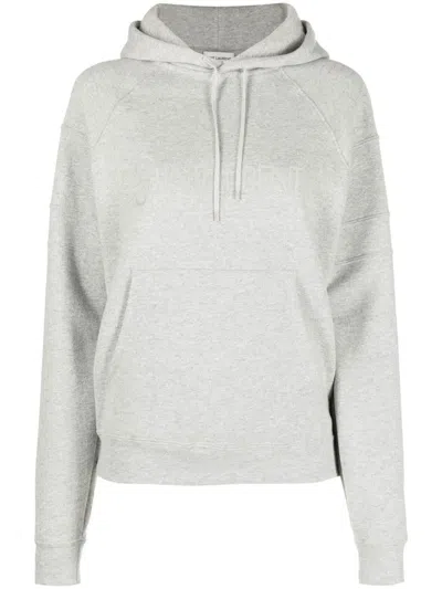 Saint Laurent Basic Cotton Hoodie In Gray