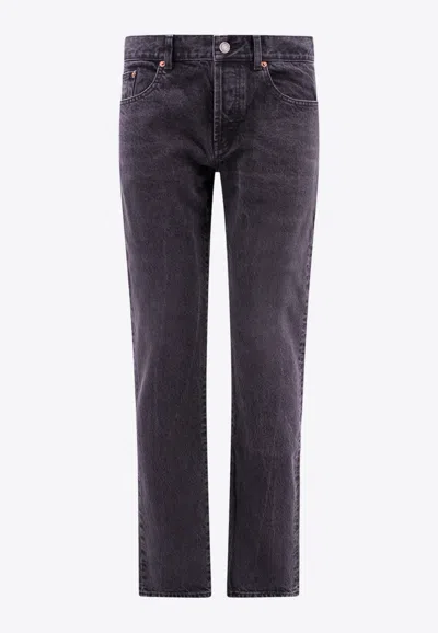 Saint Laurent Basic Straight-leg Jeans In Black