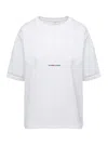 Saint Laurent Basic White T-shirt With Miiddle Logo Print In Cotton Woman