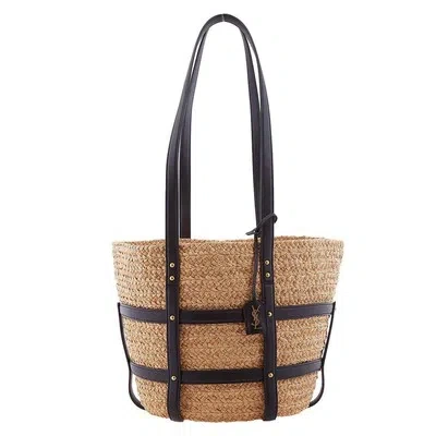 Pre-owned Saint Laurent Basket Medium Panier Raffia Bag 685634gqtlw2099 In Natural