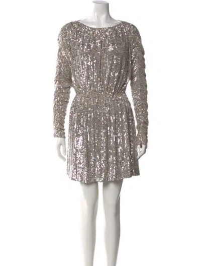 Pre-owned Saint Laurent Bateau Neckline Mini Dress In Silver