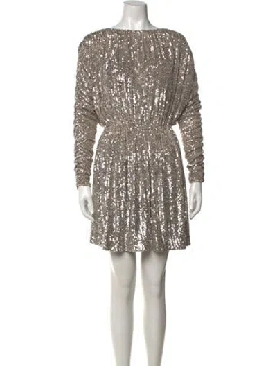 Pre-owned Saint Laurent Bateau Neckline Mini Dress In Silver