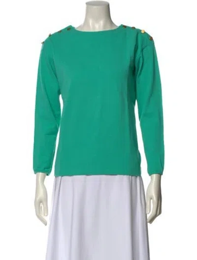 Pre-owned Saint Laurent Bateau Neckline Three-quarter Sleeve Sweatshirt In Green