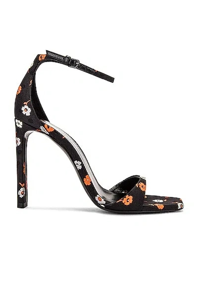 Saint Laurent Bea Ankle Strap Sandals In Nero Multicolor