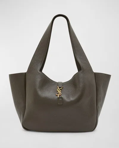 Saint Laurent Bea Cabas Ysl Tote Bag In Supple Leather In Light Musk