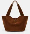 Saint Laurent Bea Large Suede Tote Bag In Brown