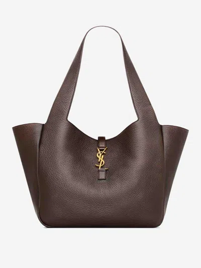 Saint Laurent Bea Leather Shoulder Bag In Brown