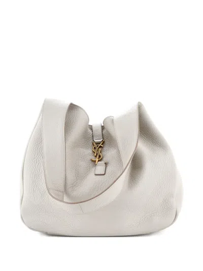 Pre-owned Saint Laurent Bea Leather Tote Bag In Gray