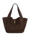 Saint Laurent Bea Ysl Cabas Tote Bag In Suede In Gray