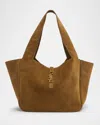 Saint Laurent Bea Ysl Cabas Tote Bag In Suede In Golden Leaf