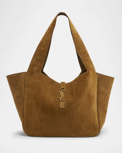 Saint Laurent Bea Ysl Cabas Tote Bag In Suede In Golden Leaf