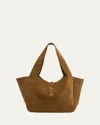 Saint Laurent Bea Ysl Cabas Tote Bag In Suede In Golden Leaf