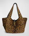 Saint Laurent Bea Ysl Leopard-print Tote Bag In Calf Hair And Leather