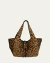 Saint Laurent Bea Ysl Leopard-print Tote Bag In Calf Hair And Leather In Leopard