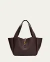 Saint Laurent Bea Ysl Tote Bag In Calfskin Leather In Purple