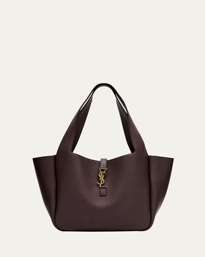 Saint Laurent Bea Ysl Tote Bag In Calfskin Leather In Purple