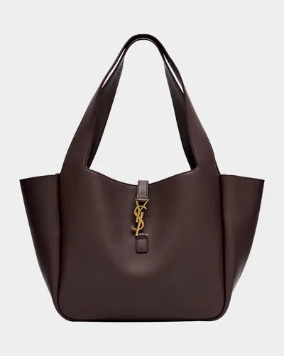 Saint Laurent Bea Ysl Tote Bag In Calfskin Leather In Purple