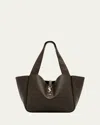 Saint Laurent Bea Ysl Tote Bag In Deer Leather In 3212 Light Musk