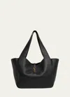 Saint Laurent Bea Deerskin Leather Tote In Noir