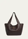 Saint Laurent Bea Textured-leather Tote In Sweet Choco