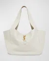 Saint Laurent Bea Ysl Tote Bag In Leather In White/brown
