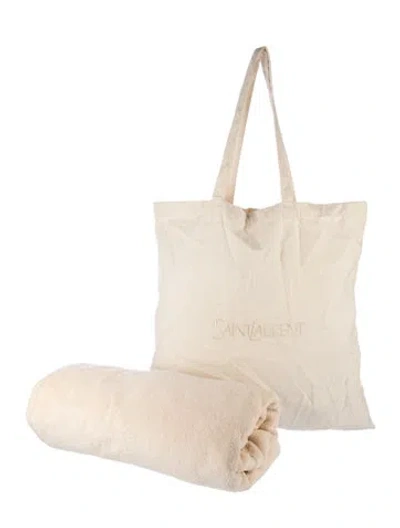 Pre-owned Saint Laurent Beach Towel And Tote Bag Set In Neutrals