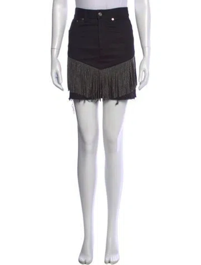 Pre-owned Saint Laurent Beaded Accents Mini Skirt In Black