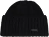 Saint Laurent Logo-plaque Chunky Knit Cashmere Beanie In Black